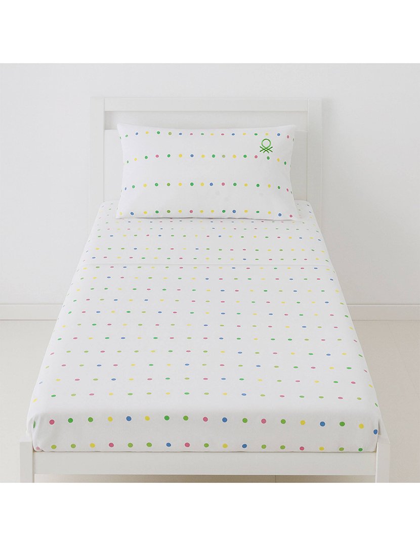 Conjunto Lençóis Branco Bolas 90x200x30+45x110cm