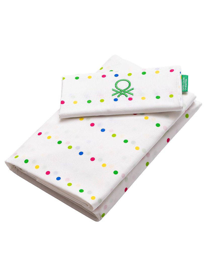 Conjunto Lençóis Branco Bolas 90x200x30+45x110cm