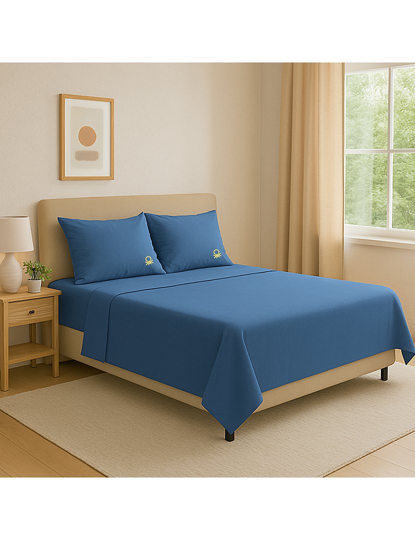 Conjunto Lençóis Azul Marinho 200x200+40 cm