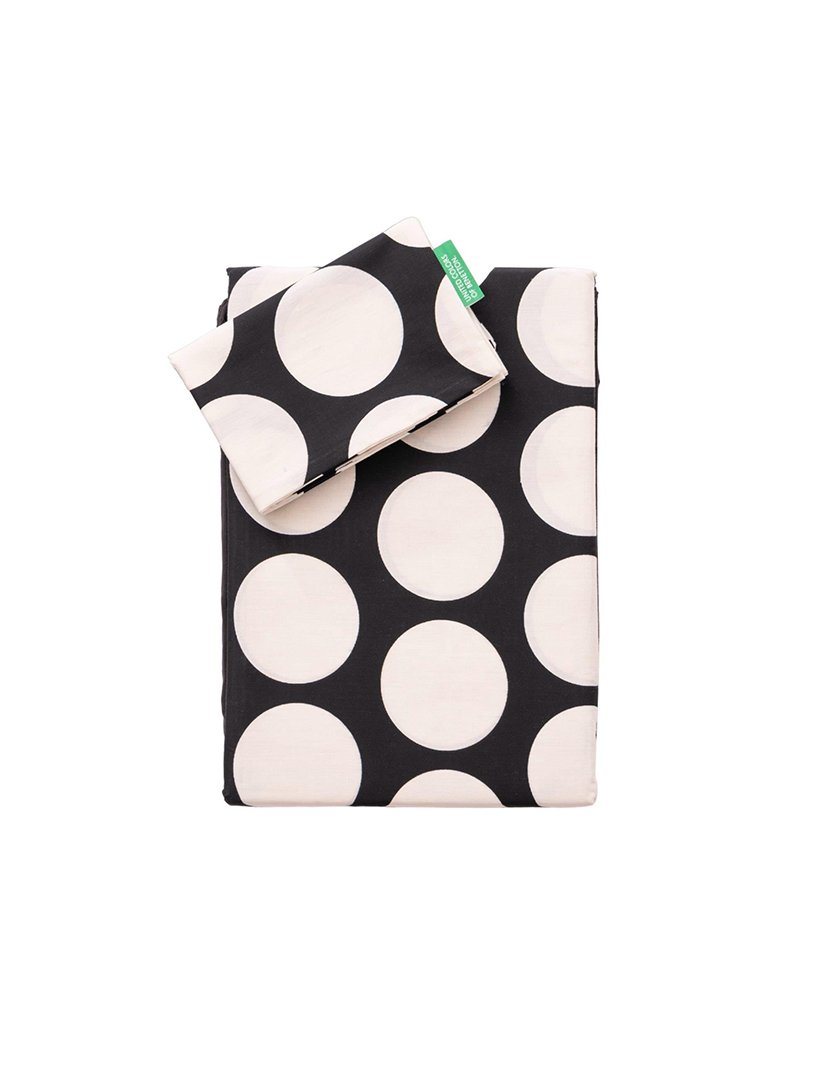 Conjunto Capa Edredon Bolas Preto 90x200x25+50x80 cm