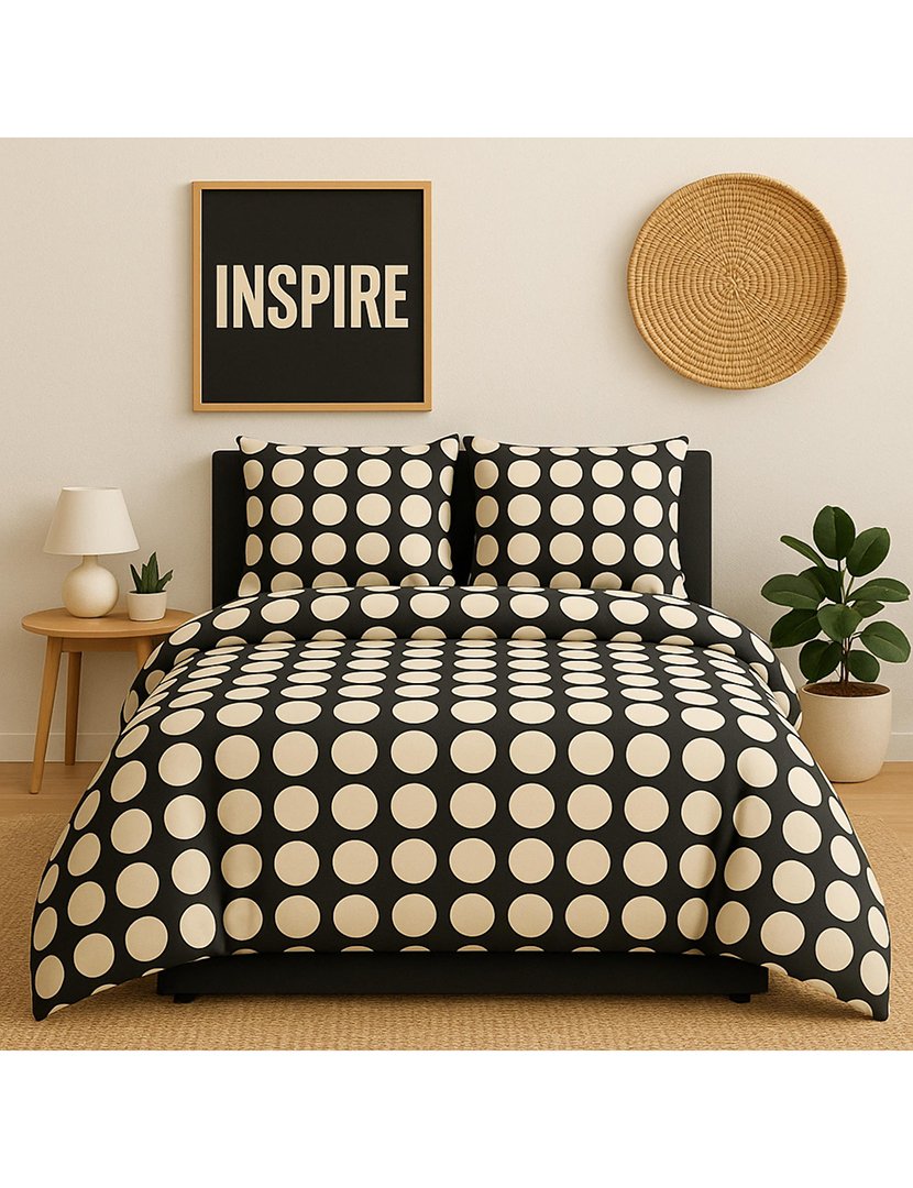 Conjunto Capa Edredon Bolas Preto 175x200x25+50x80 cm