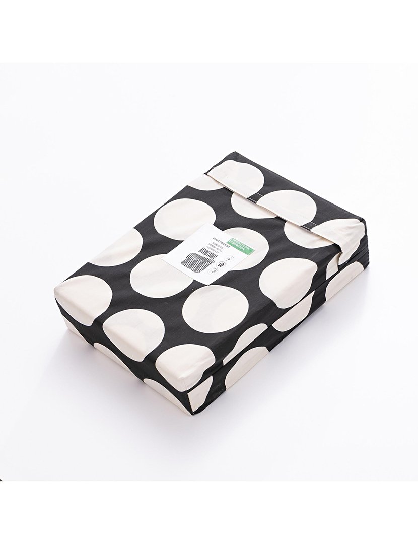 Conjunto Capa Edredon Bolas Preto 90x200x40+50x85 cm