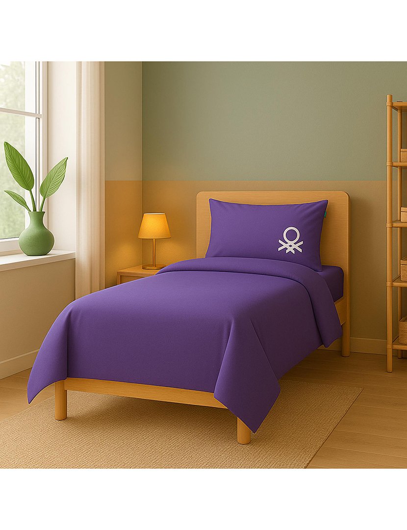 Conjunto Capa Edredon Rainbow Verde/Roxo 150x220+63x63 cm