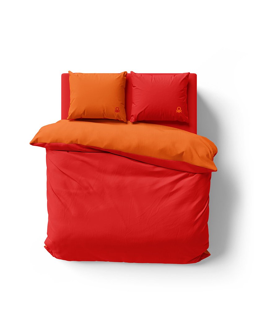 Conjunto Roupa Cama Casal Rainbow Laranja/Roxo 