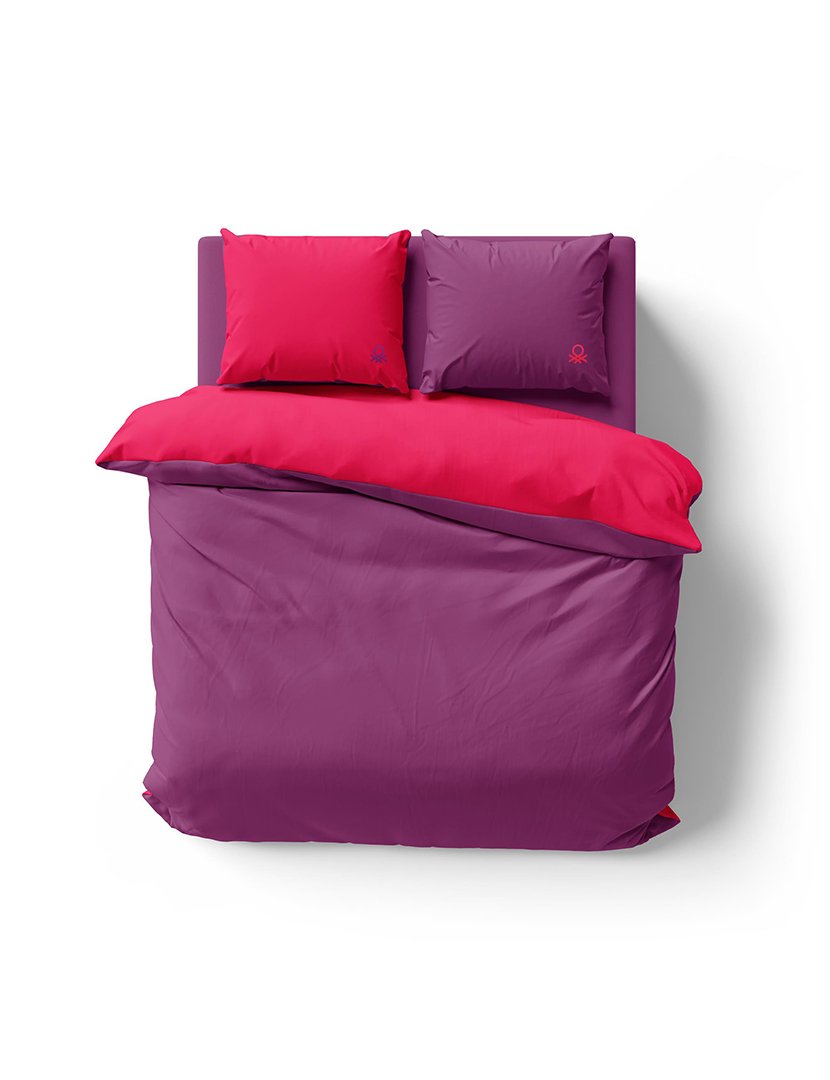 Conjunto Roupa Cama Casal Rainbow Rosa/Roxo 