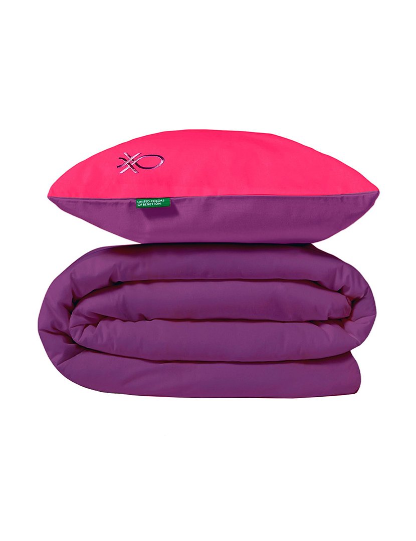 Conjunto Roupa Cama Casal Rainbow Rosa/Roxo 