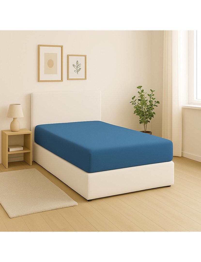 Lençol Ajustável Solteiro Rainbow Azul