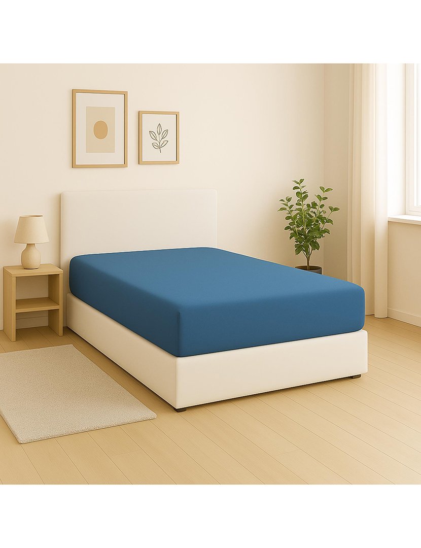 Lençol Ajustável Casal Rainbow Azul