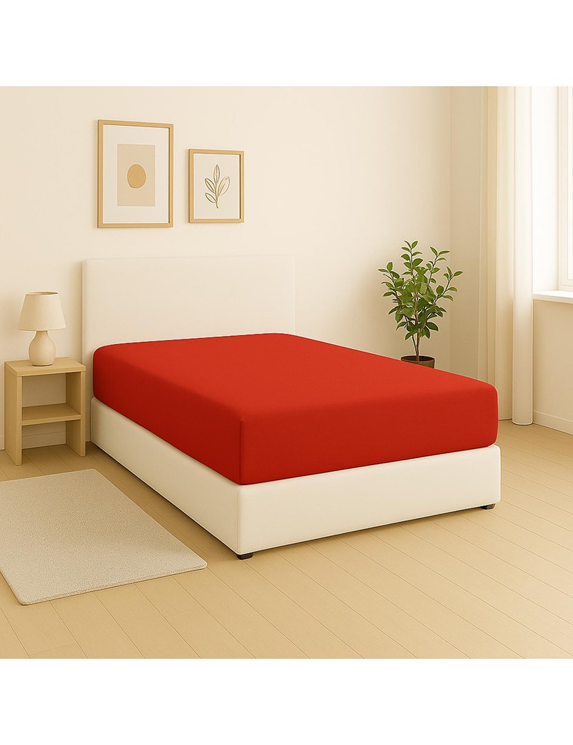 Lençol Ajustável Casal King Rainbow Vermelho