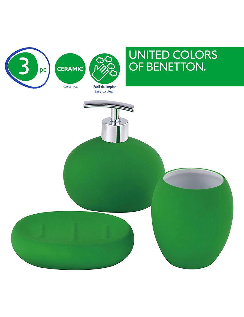 Conjunto 3 Acessórios Casa Banho Verde