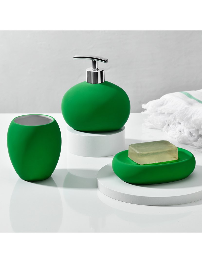 Conjunto 3 Acessórios Casa Banho Verde