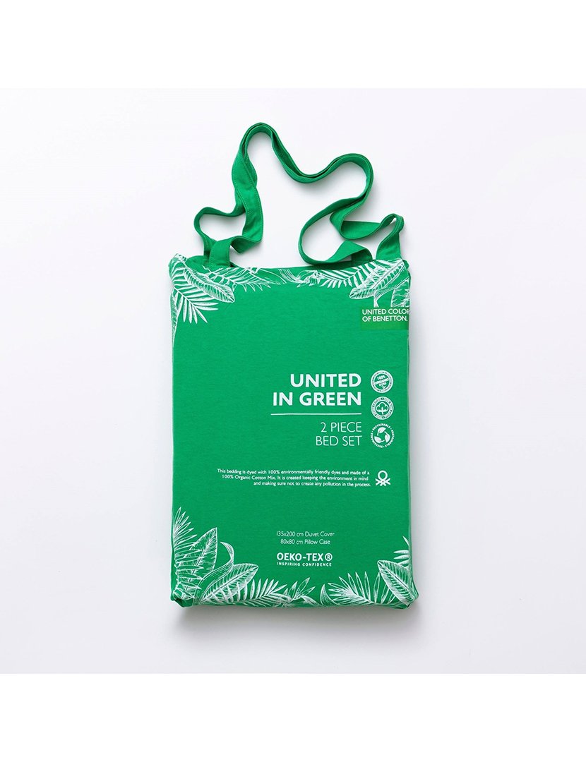 Conjunto Capa Edredon Verde/Cinza 155x220+80x80 cm