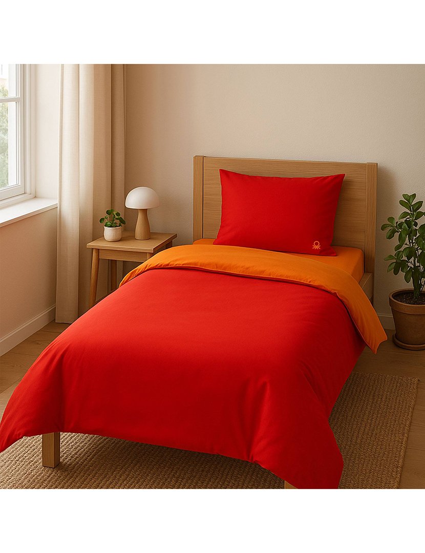 Conjunto Roupa Cama Solteiro Rainbow Laranja/Roxo 