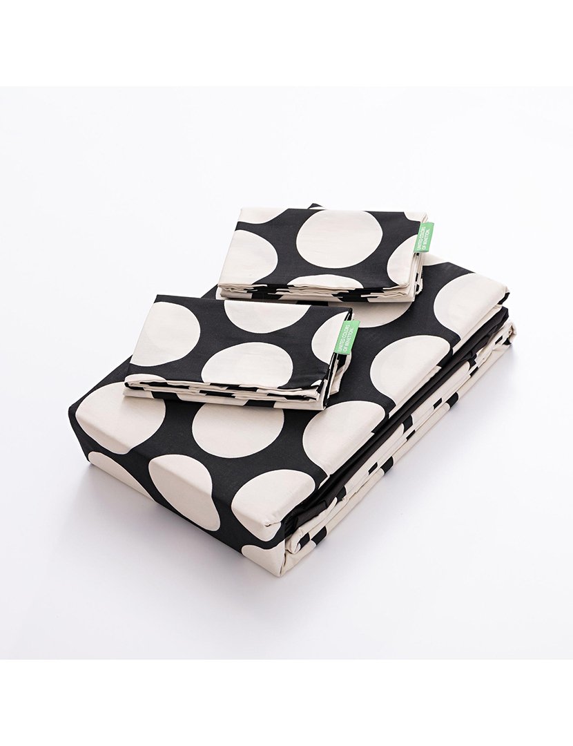 Conjunto Capa Edredon Bolas Preto 200x200x40+50x85 cm