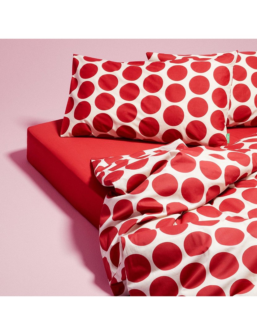 Conjunto Capa Edredon Bolas Vermelho 120x200x25+50x80 cm