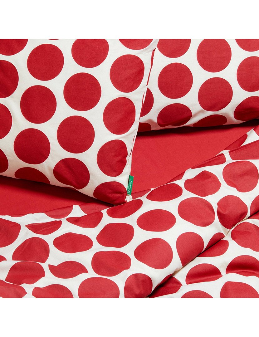 Conjunto Capa Edredon Bolas Vermelho 175x200x25+50x80 cm