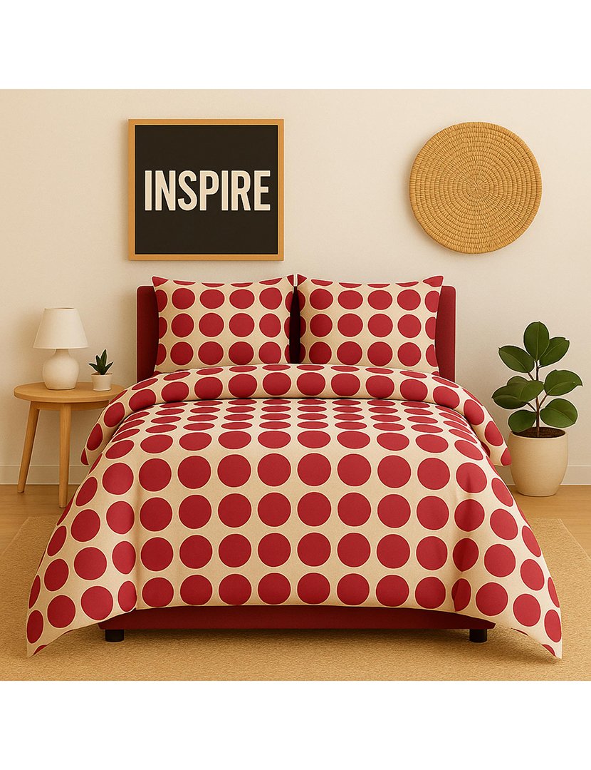 Conjunto Capa Edredon Bolas Vermelho 160x200x30+50x80 cm