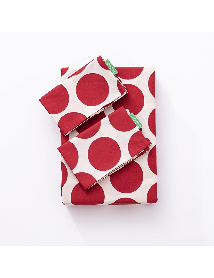 Conjunto Capa Edredon Bolas Vermelho 200x200x30+50x80 cm