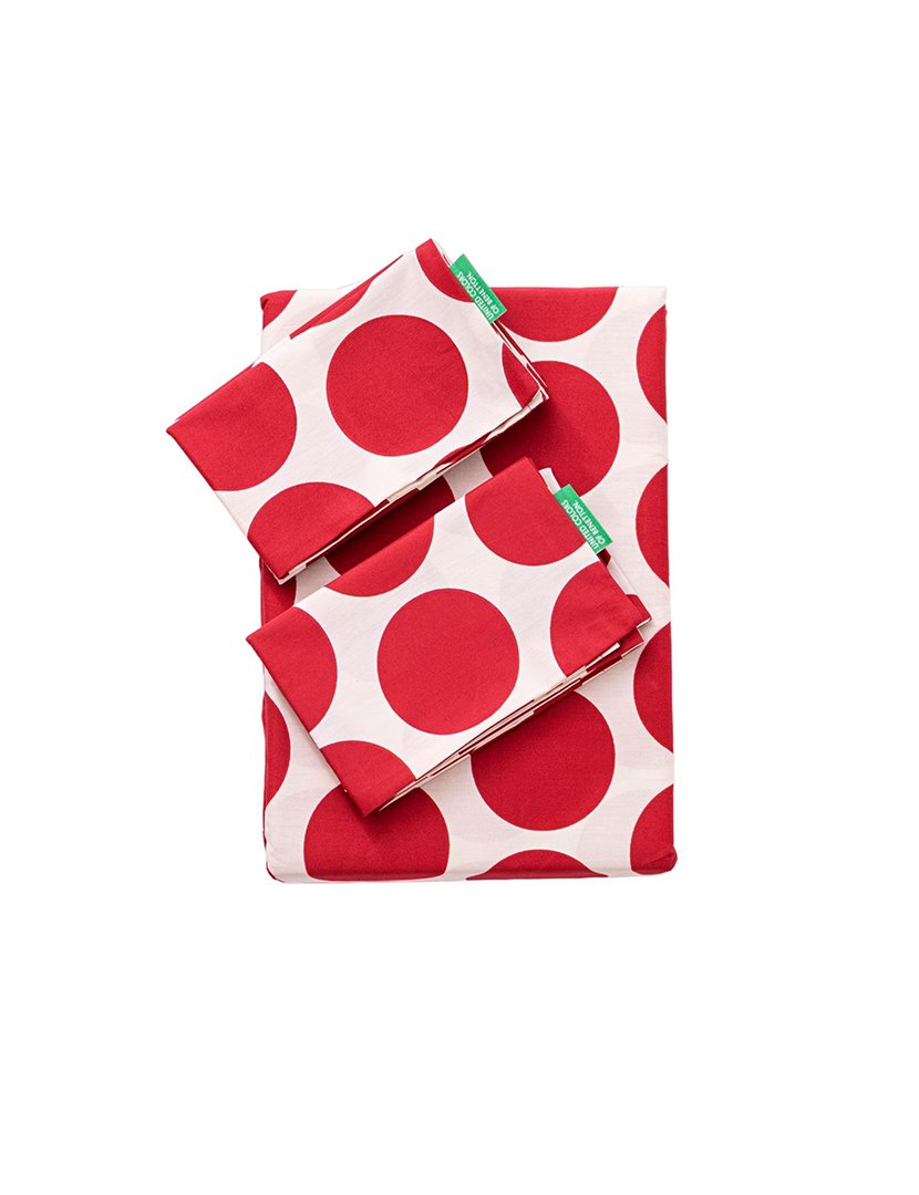 Conjunto Capa Edredon Bolas Vermelho 200x200x40+50x85 cm