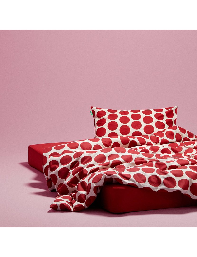 Conjunto Capa Edredon Bolas Vermelho 200x200x40+50x85 cm