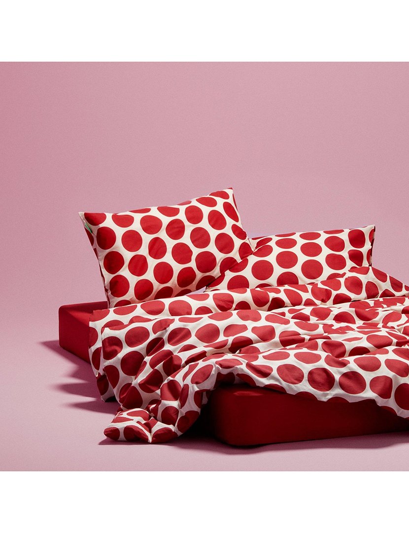 Conjunto Capa Edredon Bolas Vermelho 90x200x30+50x50 cm