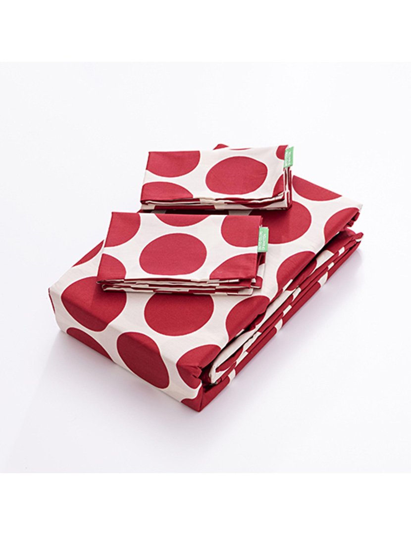 Conjunto Capa Edredon Bolas Vermelho 200x200x30+50x50 cm