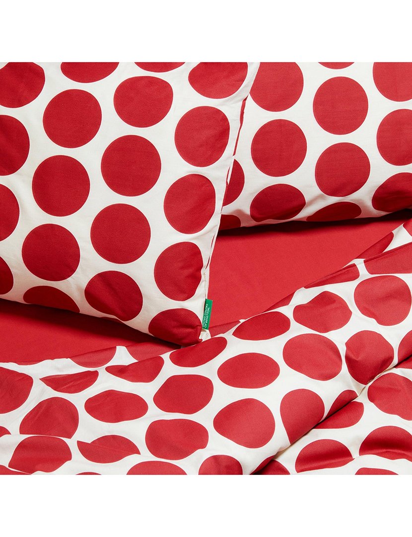 Conjunto Capa Edredon Bolas Vermelho 200x200x30+50x50 cm