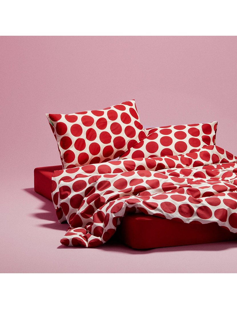 Conjunto Capa Edredon Bolas Vermelho 200x200x30+50x50 cm