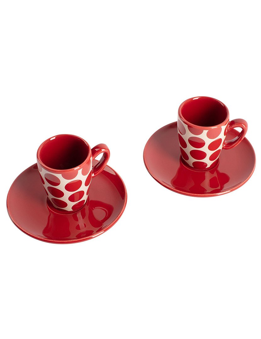 Conjunto 2 Chávenas Café Bolas Vermelho