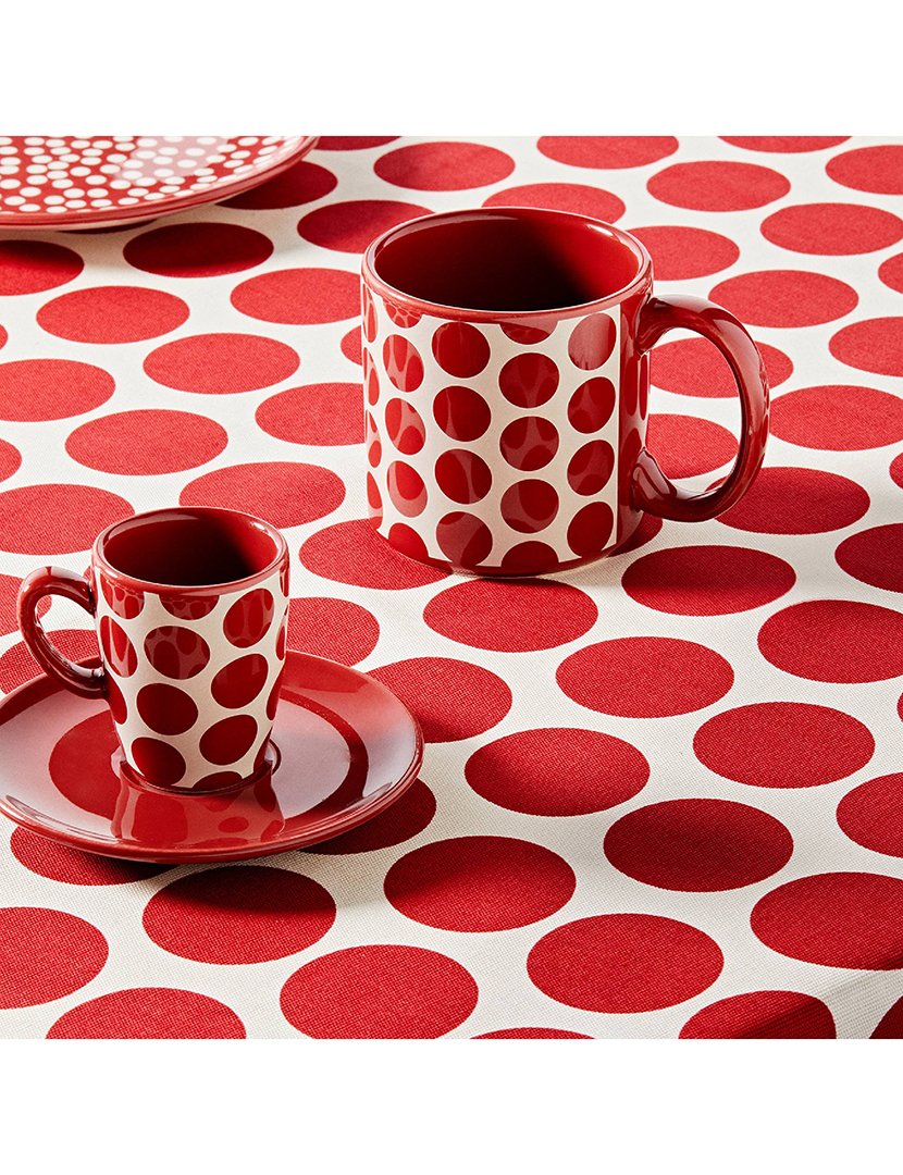Conjunto 2 Chávenas Café Bolas Vermelho