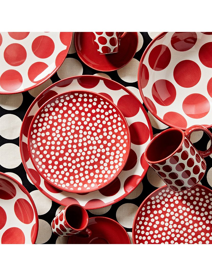 Conjunto 2 Chávenas Café Bolas Vermelho