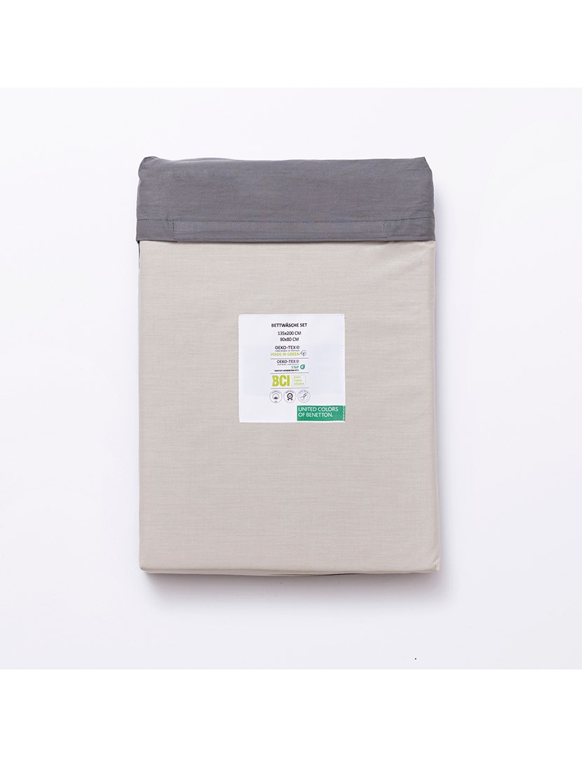 Conjunto Capa Edredon Azul Escuro/Bege 150x200+63x63 cm