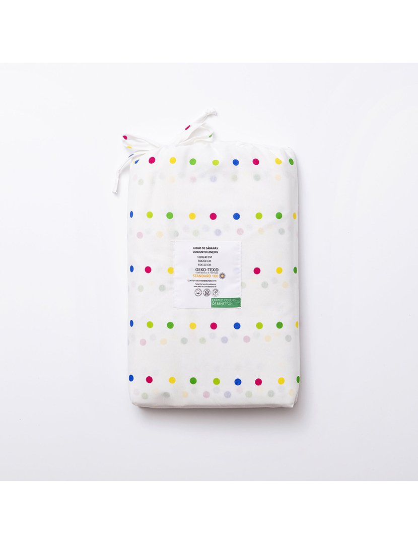 Conjunto Lençóis Rainbow Pontos 160x200x30+ 45x90 cm