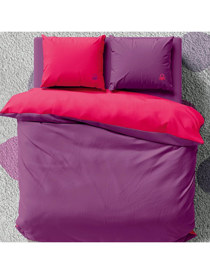 Conjunto Roupa Cama Casal Rainbow Rosa/Roxo 