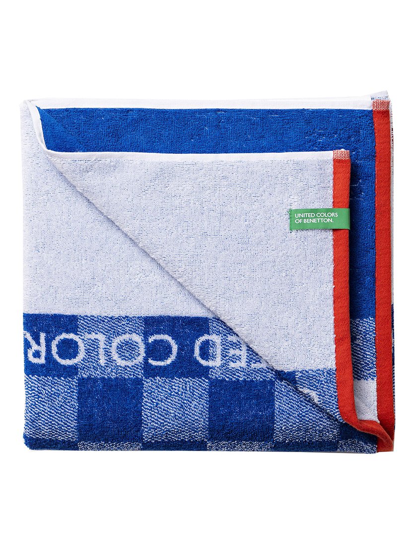 Toalha Praia Criança Quadrados Azul 70x140cm 