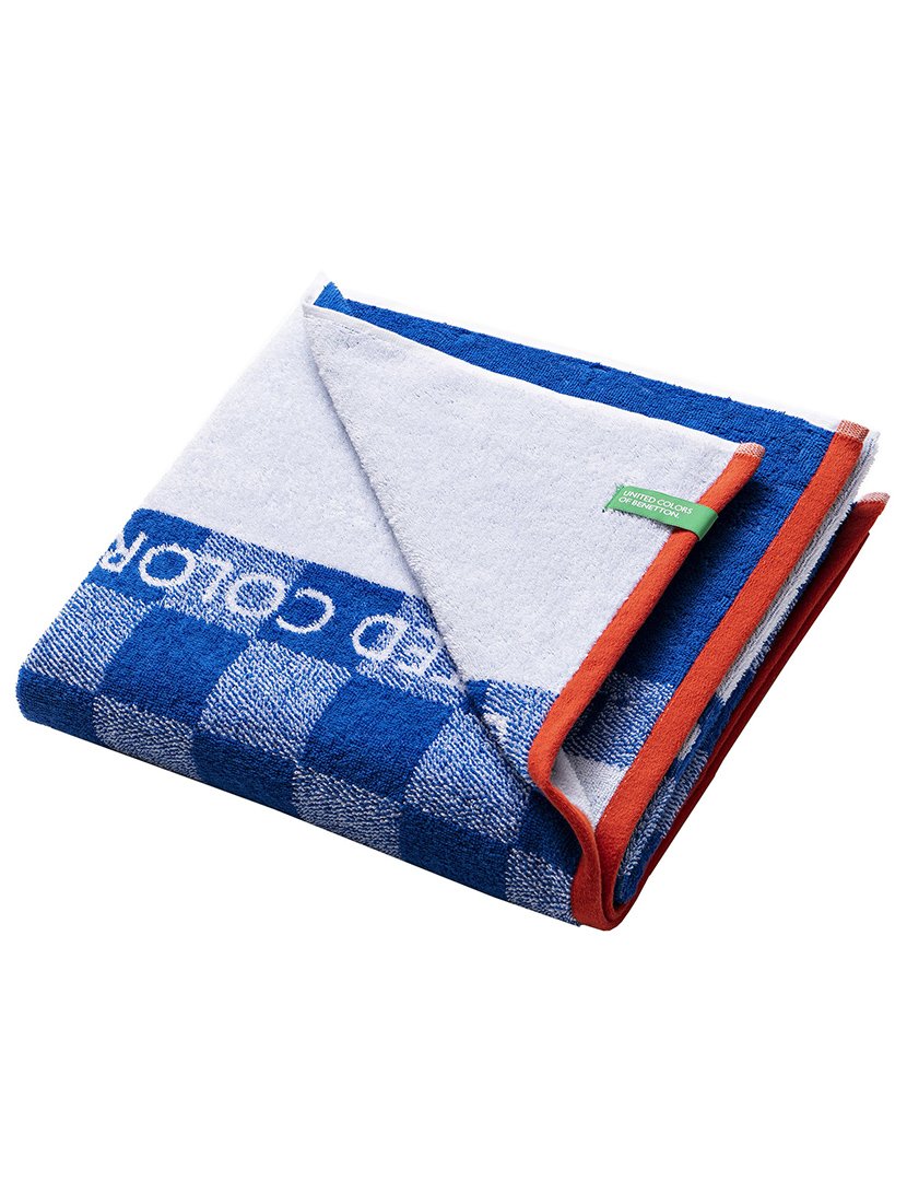 Toalha Praia Criança Quadrados Azul 70x140cm 