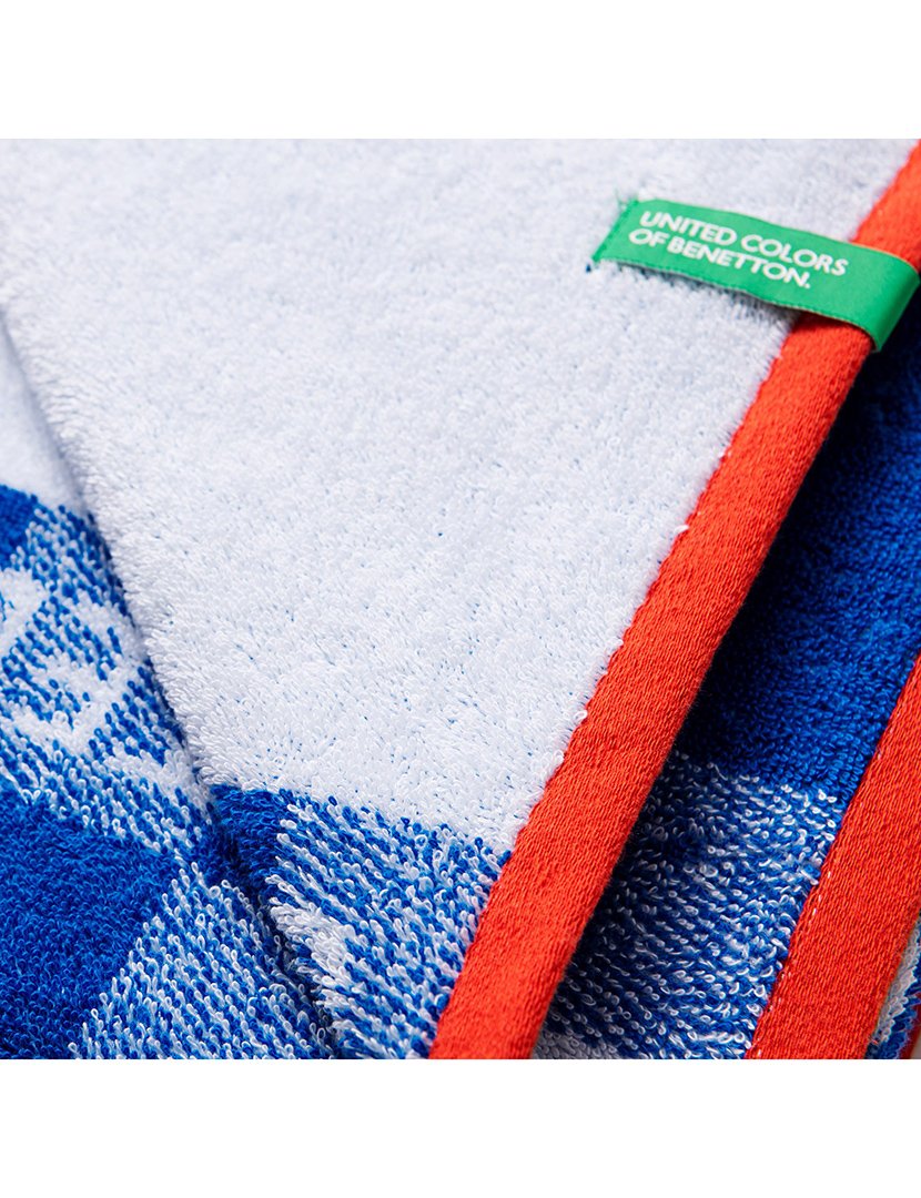 Toalha Praia Criança Quadrados Azul 70x140cm 