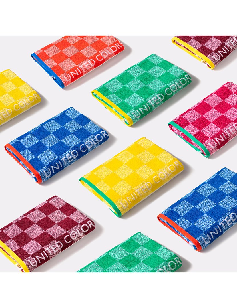 Toalha Praia Criança Quadrados Azul 70x140cm 