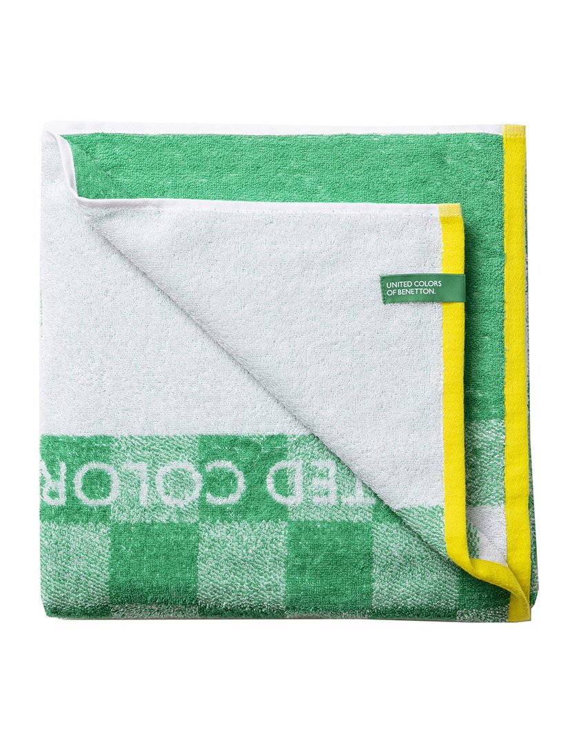 Toalha Praia Criança Quadrados Verde 70x140cm 