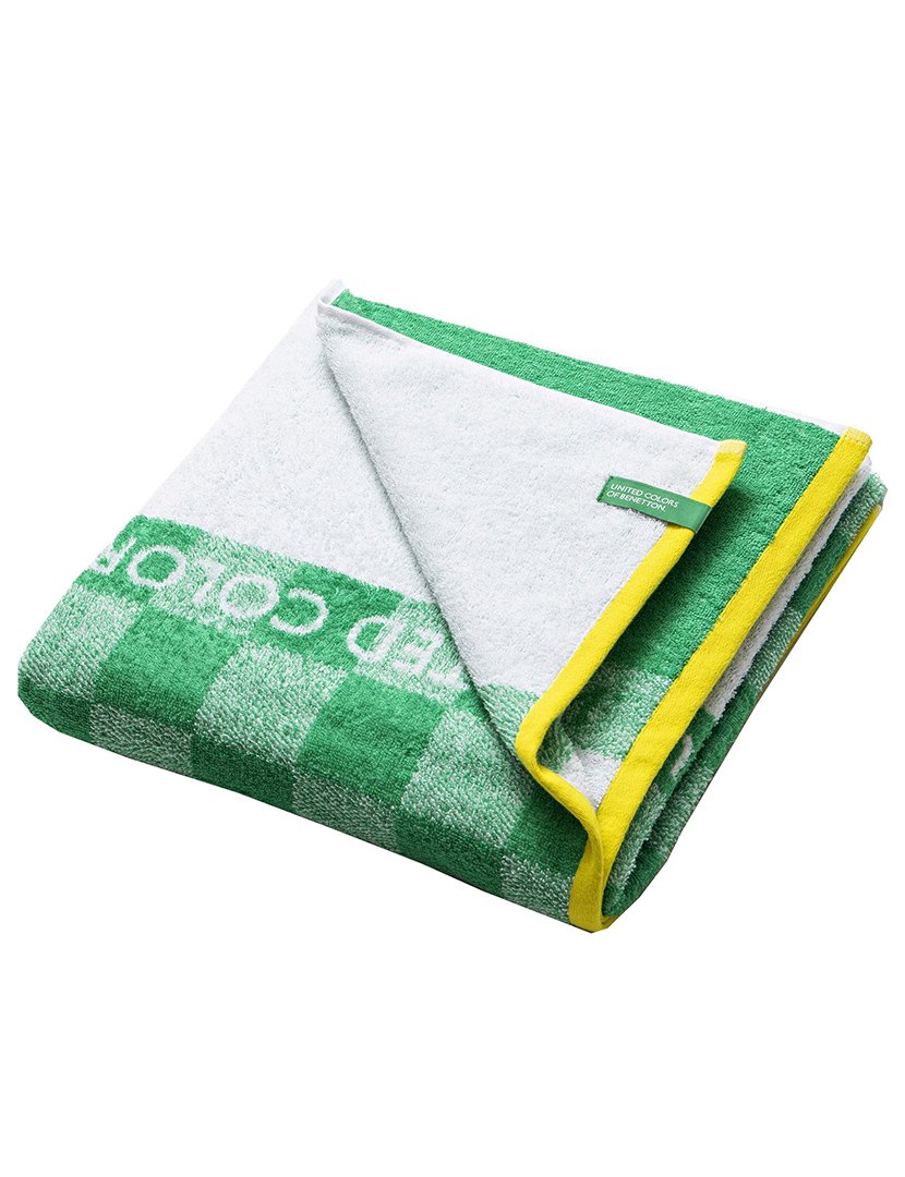 Toalha Praia Criança Quadrados Verde 70x140cm 