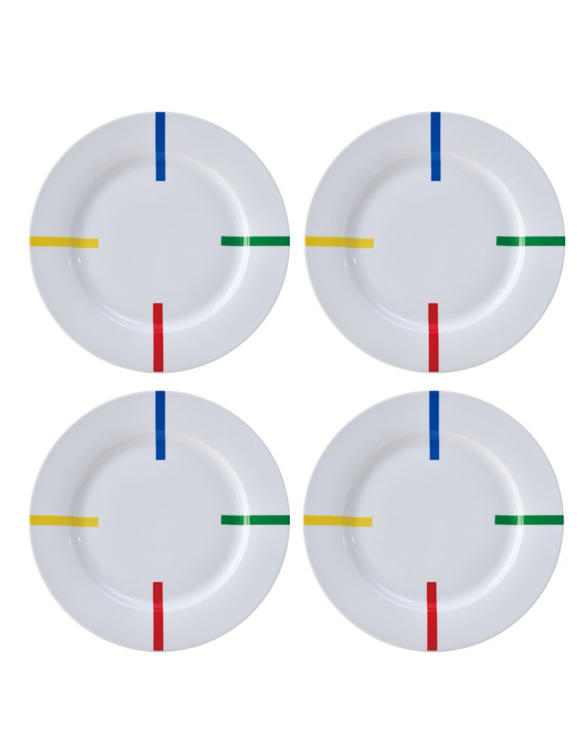 Conjunto 4 Pratos Rasos Rainbow Riscas