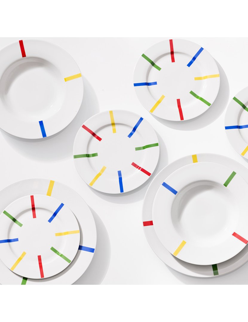 Conjunto 4 Pratos Rasos Rainbow Riscas