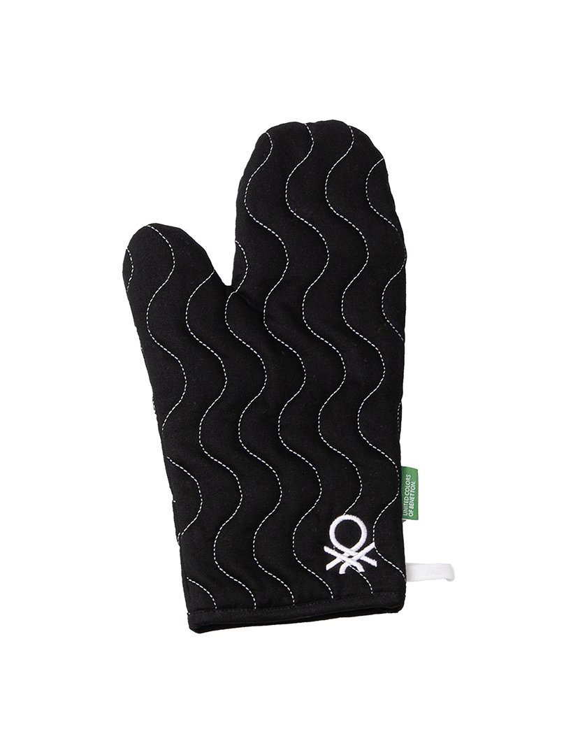 Conjunto Avental + Luvas Cozinha Preto/Branco