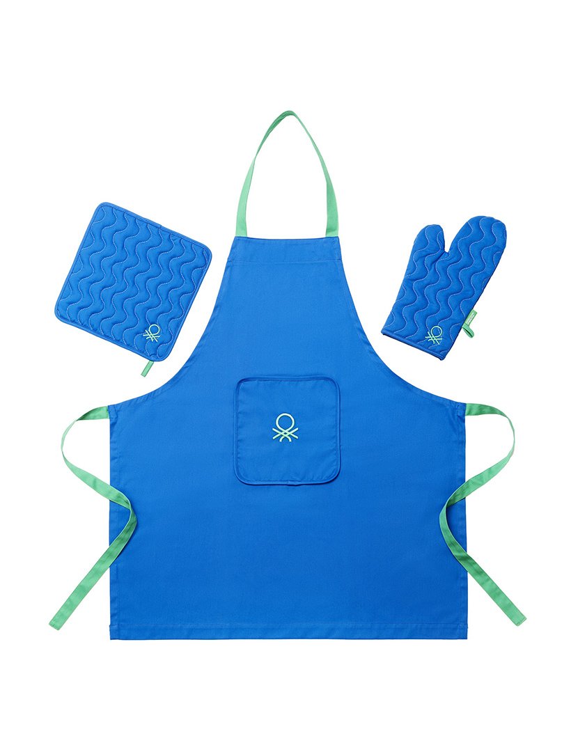 Conjunto Avental + Luvas Cozinha Rainbow Azul