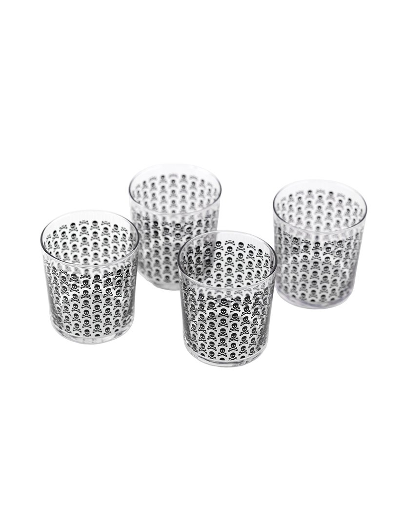 Conjunto 4 copos de água em formato caveira 35cl