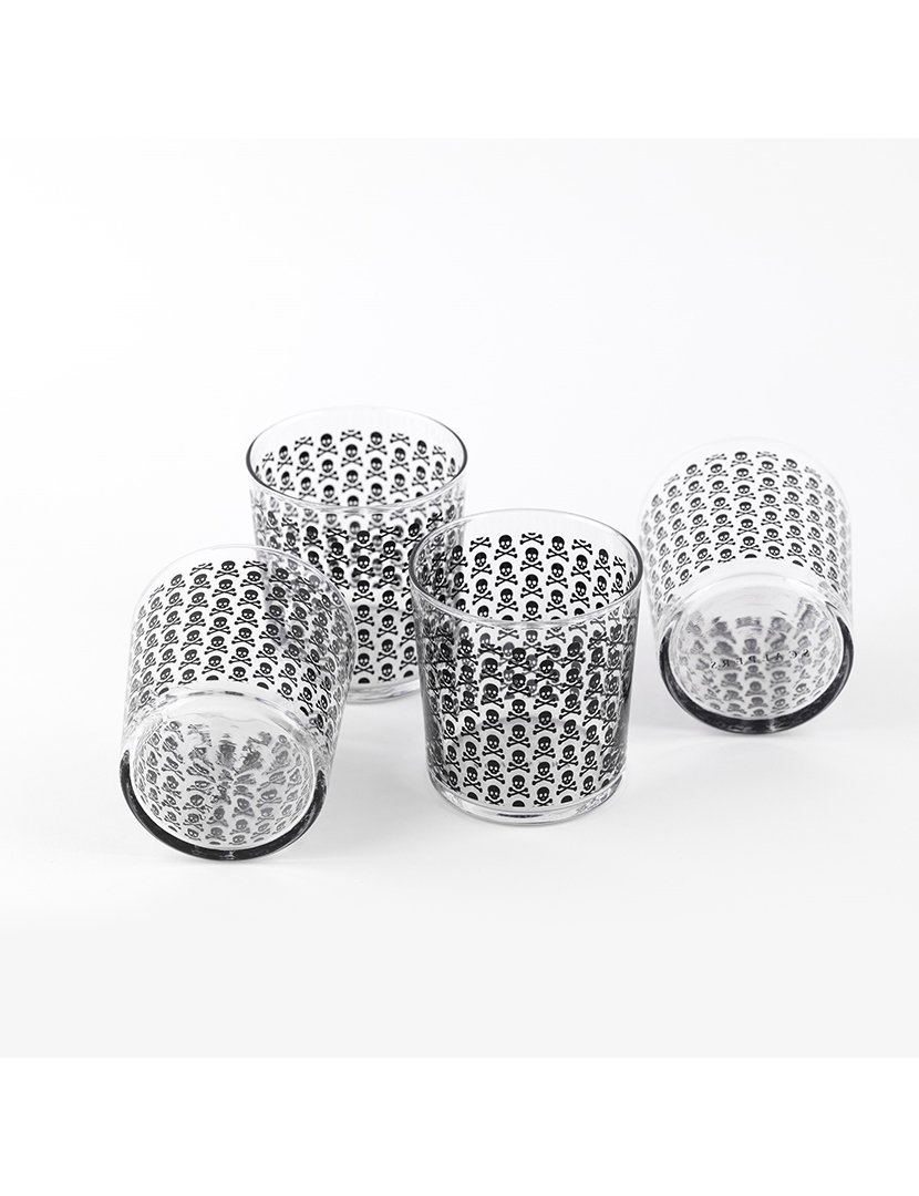 Conjunto 4 copos de água em formato caveira 35cl