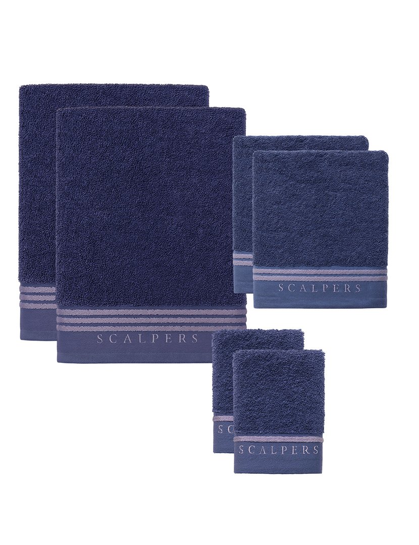 Conjunto de 6 toalhas de banho azul e Cinzento 