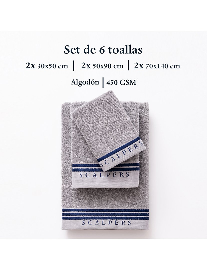 Conjunto de 6 toalhas de banho Cinzento 