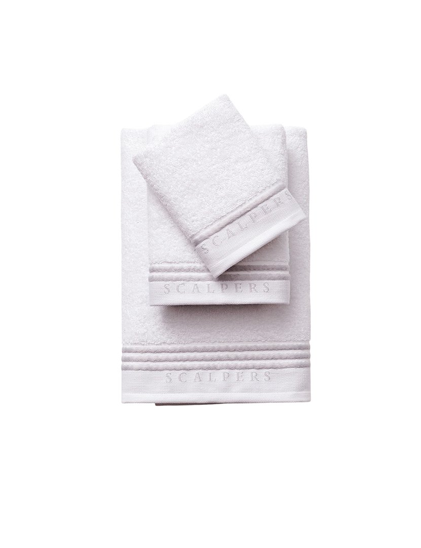 Conjunto de 4 jogos de 3 toalhas Branco Azul e Cinzento