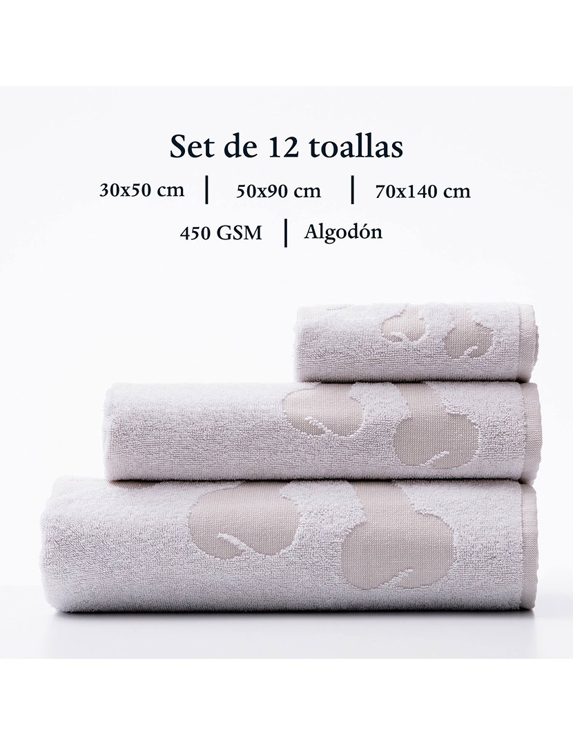 Conjunto de 4 jogos de 3 toalhas brancas